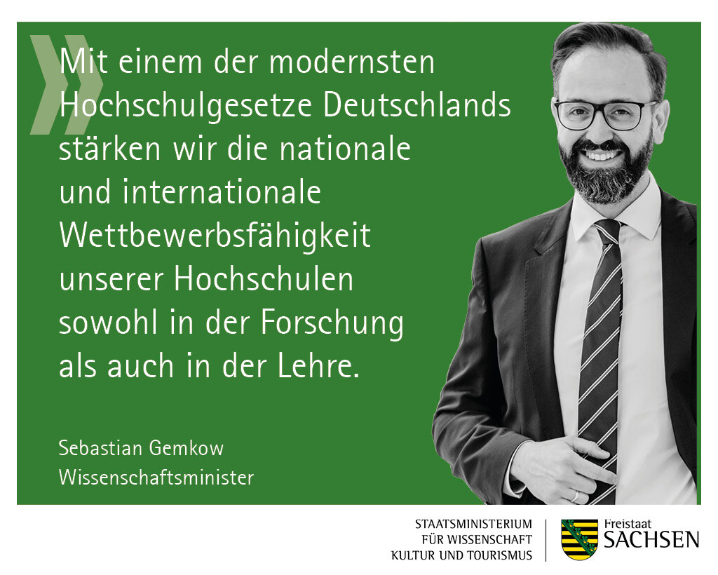 Minister Gemkow mit Zitat zur Novelle des Hochschulgesetzes
